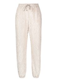 PINKO floral-lace high-waisted track pants - Nude