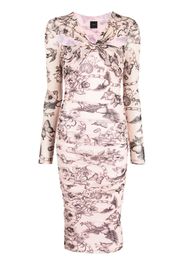 PINKO tattoo-print midi dress - Nude