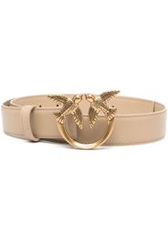 PINKO Love-buckle leather belt - Nude