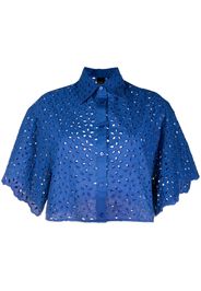 PINKO floral-motif perforated shirt - Blau