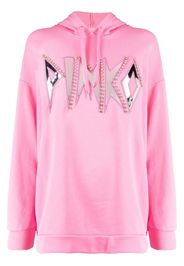 PINKO mirrored-logo hoodie - Rosa