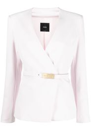 PINKO logo-buckle belted blazer - Rosa