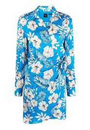 PINKO floral-print wrap style dress - Blau