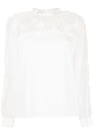 PINKO chantilly-lace long-sleeved blouse - Weiß