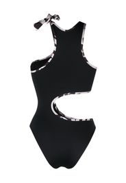 PINKO cut-out logo-print swimsuit - Schwarz