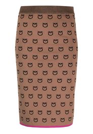 PINKO logo-print knitted fitted skirt - Braun