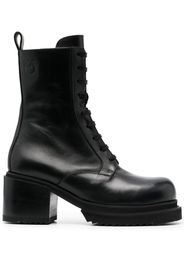 PINKO 70mm leather combat boots - Schwarz