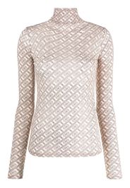 PINKO logo-print semi-sheer top - Nude