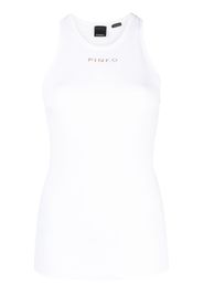 PINKO logo-print ribbed tank top - Weiß