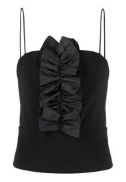 PINKO ruffled-trim spaghetti-strap top - Schwarz