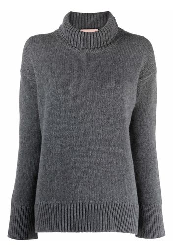 Plan C Pullover mit gerippten Bündchen - Grau