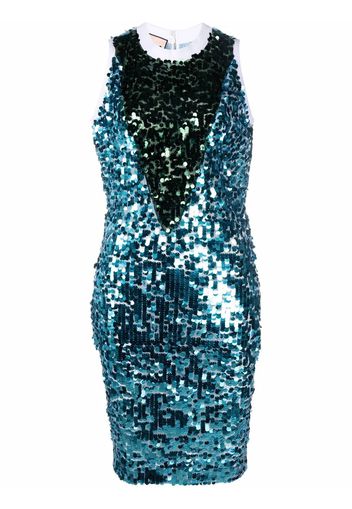 Plan C colour-blocked sequin sleeveless dress - Blau