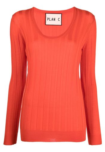 Plan C ribbed knitted top - Orange