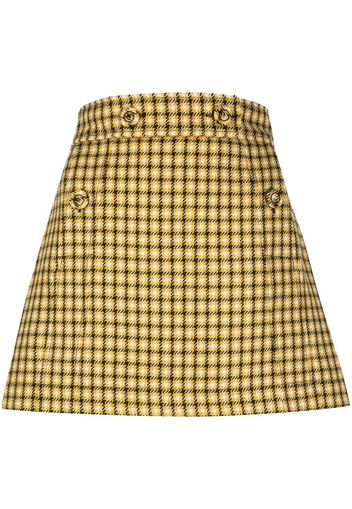 Plan C check-print button skirt - Gelb