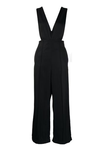 Plan C Jumpsuit mit tiefem V-Ausschnitt - Schwarz