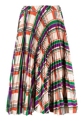 Plan C diagonal check-print pleated skirt - Nude