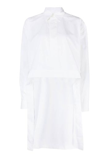 Plan C asymmetric-hem cotton shirt - Weiß