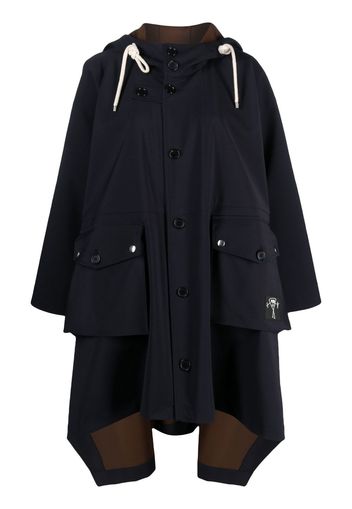 Plan C hooded poncho coat - Blau