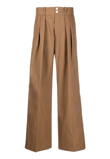 Plan C pleated high-waisted trousers - Braun