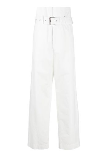 Plan C belted wide-leg trousers - Weiß