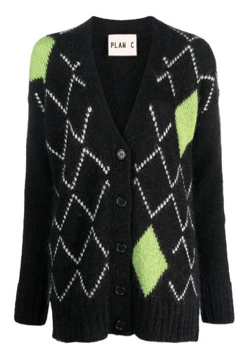 Plan C geometric-pattern knitted cardigan - Schwarz