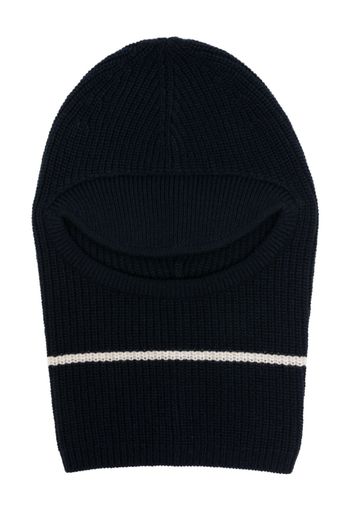 Plan C two-tone striped ribbed-knit balaclava - Blau