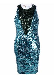 Plan C colour-blocked sequin sleeveless dress - Blau