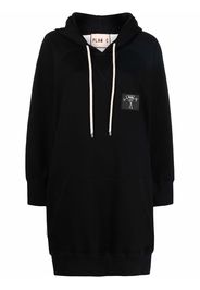 Plan C logo-patch two-tone longline hoodie - Schwarz