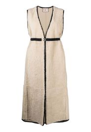 Plan C shearling sleeveless coat - Nude