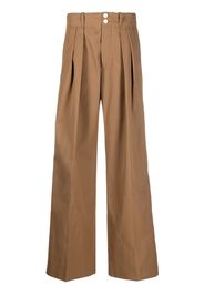 Plan C pleated high-waisted trousers - Braun