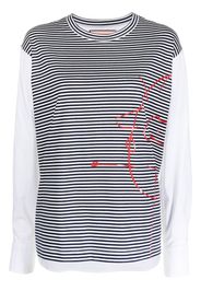 Plan C stripe-pattern crew-neck sweatshirt - Blau