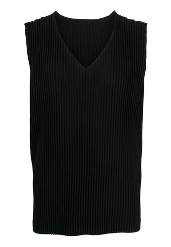 Homme Plissé Issey Miyake V-neck pleated tank top - Schwarz