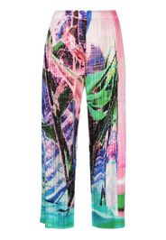 Pleats Please Issey Miyake Tropical Winter-print plissé trousers - Rosa