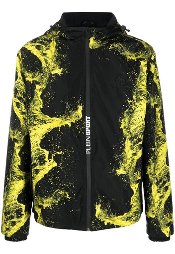 Plein Sport Kapuzenjacke mit grafischem Print - Schwarz