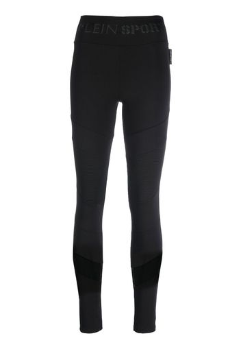 Plein Sport Leggings mit gerippten Einsätzen - Schwarz