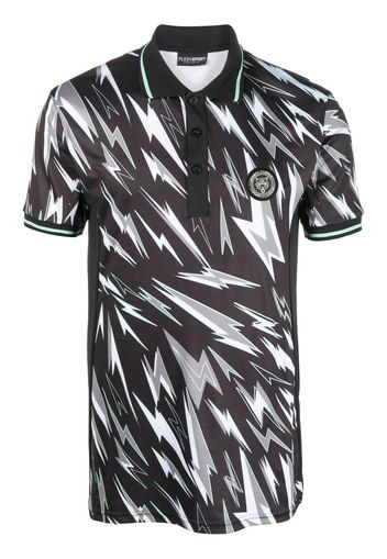 Plein Sport lightning bolt print polo shirt - Schwarz