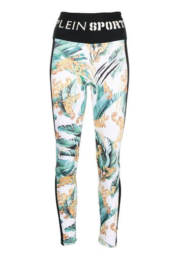 Plein Sport Leggings mit grafischem Print - Weiß