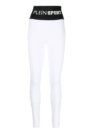 Plein Sport High-Waist-Leggings mit Logo - Weiß