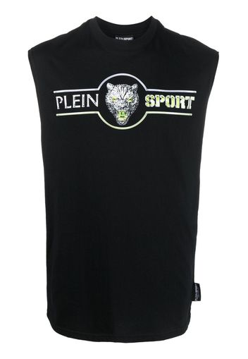 Plein Sport logo-print cotton tank top - Schwarz