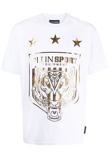 Plein Sport Tiger-print short-sleeve T-shirt - Weiß