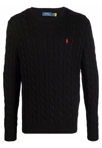 Polo Ralph Lauren logo-embroidered cable-knit jumper - Schwarz