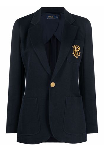 Polo Ralph Lauren embroidered-monogram double-knit blazer - Blau