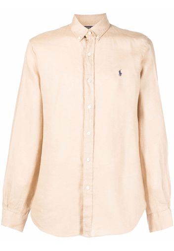 Polo Ralph Lauren logo-embroidered linen shirt - Nude