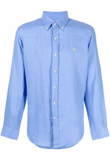 Polo Ralph Lauren logo-embroidered linen shirt - Blau