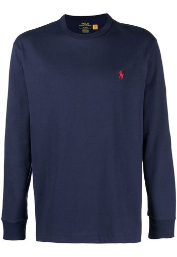 Polo Ralph Lauren Langarmshirt mit Polo Pony - Blau