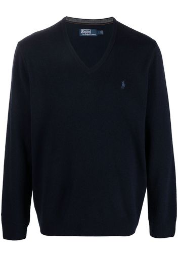 Polo Ralph Lauren logo-embroidered V-neck jumper - Blau