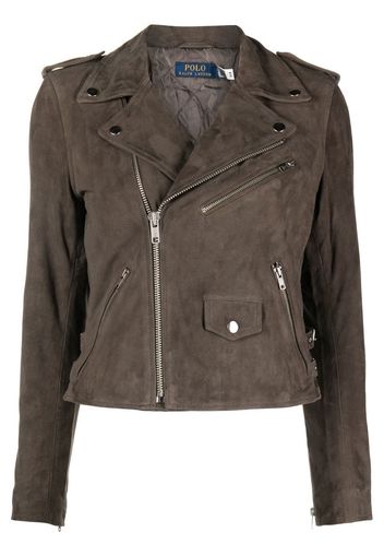 Polo Ralph Lauren asymmetric zip-fastening biker jacket - Grau