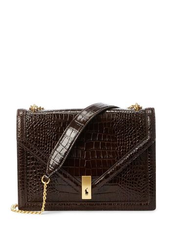 Polo Ralph Lauren crocodile-effect leather bag - Braun