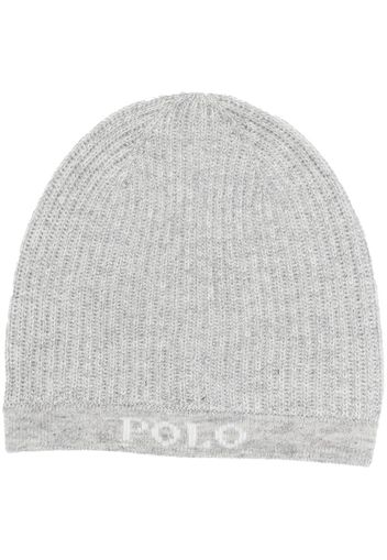 Polo Ralph Lauren logo-intarsia rib-knit beanie - Grau