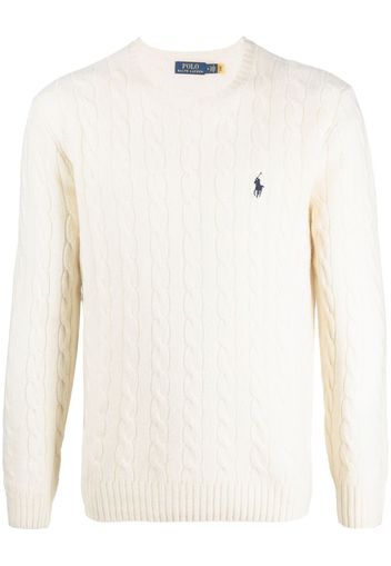 Polo Ralph Lauren logo-embroidered cable-knit jumper - Nude